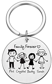 jewelora Personnaliser l'amour de la famille mignon porte-clés Acier inoxydable famille forgeron parents enfant personnalisation de l'âge du nom Cadeaux Fête des Mères Fête des Pères