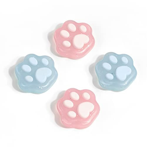 DLseego 4 STÜCKE Soft Silikon Analog Thumbstick für Switch OLED Console& Joy-Con Controller, Kawaii Katzenpfote Thumb Grips Caps Kompatibel mit Switch/Switch Lite, Glitzer Rosa & Blau
