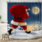 Bovlleetd 152x183cm Tenda da Doccia Natalizia - Babbo Natale, Luna Piena, Stelle, Consegna Regali - Impermeabile con Ganci per Bagno