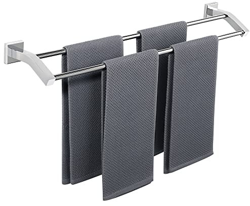 Alise Doppel-Badetuchhalter, Handtuchhalter für Badezimmer, Wandmontage, strapazierfähig, SUS304 Edelstahl, Handtuchstange, poliertes Chrom, 71,1 cm, GK9700-C