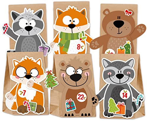 KuschelICH Adventskalender zum Befüllen Waldtiere - mit Stickern zum Gestalten und selber Basteln