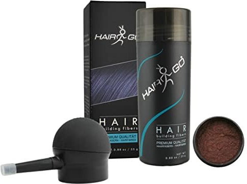 HAIR GO Premium Schütthaar + APPLIKATOR SPARSET zur Haarverdichtung Schütthaar Streuhaar Haarverdichter Haarausfall (kastanie)