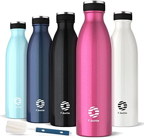 Fjbottle Gourde Isotherme 1L, Bouteille Isotherme Gourde Inox Bouche Standard Étanche, Sport Reutilisable sans BPA, pour Sport, Gym, Voyage