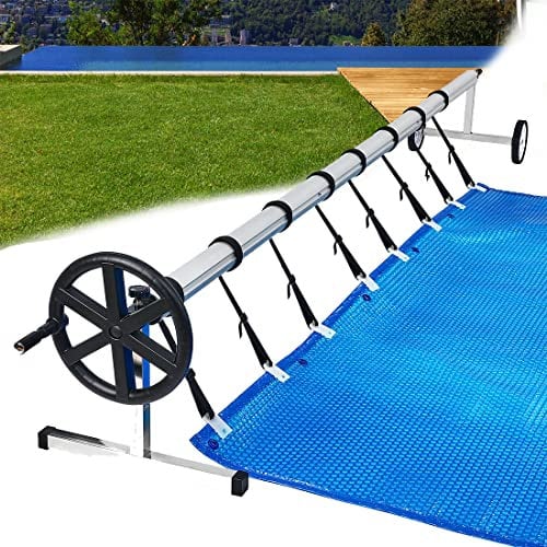 NAIZY Sistema di avvolgimento 3 m - 5,7 m Bobina per Telo per Piscina Bobina Mobile con Bobina per Piscina con Ruote Comprese 8 Clip per Telo e Copertura per Piscina, Tipo A