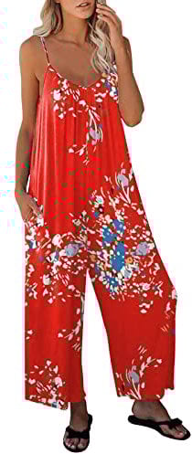 Bluelucon Arbeitsoverall Damen Oversize Loose Hose Größe Baggy Jumpsuit Lässiger Damen Overall Jumpsuit With Pockets Arbeitsoverall Rot XL
