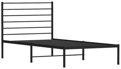vidaXL Bettgestell mit Kopfteil Metall Schwarz 100x200 cm