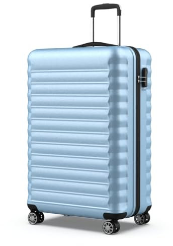 NUMADA - Valise Grande Taille 25Kg Upfly 28' ABS (75x49x29cm) avec Serrure à Combinaison et 4 Roues Doubles 360 | Résistant | Lumière | Intérieur compartimenté | Bleu Clair