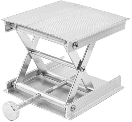 ZONADAH Hebeplattform, 360° drehbar, Lagerheber, Hebeständer, Tisch, Labor-Hebeständer, Hebeständer aus Aluminiumlegierung für Oberfräsen, Heben, Zimmerei, Schnitzen, Experimentieren, Silber