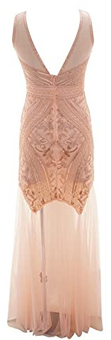 KBOPLEMQ Costume Charleston pour femme - Robe Gatsby le Magnifique - Style rétro - Style cocktail - Robe de festival, banquet, mariage, soirée, avec pompons à paillettes, O rose., M