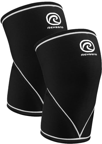 Rehband 7051 Classic 7mm V-Knee-Sleeve for Weightlifting, Competition Grade Powerlifting Knee Sleeve, Compression Sleeve for Crossfit, Squats, Gym, Colour:Black - 1 Pair, Size:XX-Large