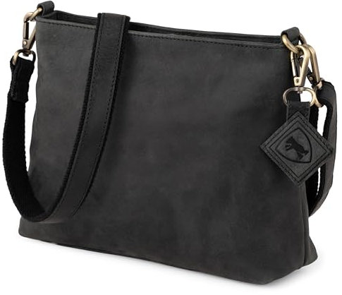 Berliner Bags Vintage Umhängetasche Marbella M, Große Schultertasche Crossbody Bag aus Leder, Handtasche für Damen - Dunkelgrau