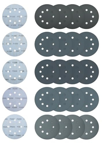 Aicoimy Disque Poncage 125mm Grain 1200/1500/2000/2500/3000, Papier Poncer Disques Abrasif pour Ponceuse Excentrique, Oxyde d'aluminium, Carbure de silicium, 40 PCS