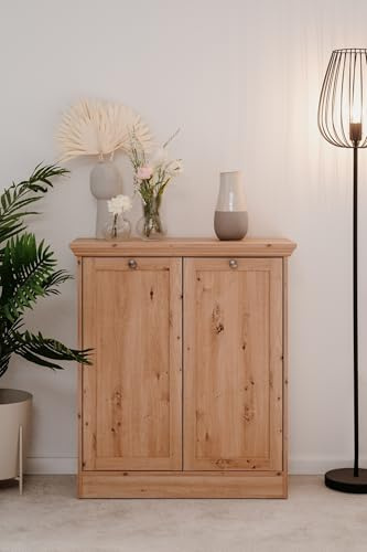 möbelando Kommode >Timber< 2 Türen, 2 Böden, Landhaus, in Artisan Eiche Dekor - 80x90x35cm (BxHxT)