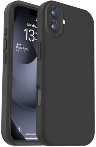 Vooii Compatible with iPhone 16 Case, Liquid Silicone Upgrade [Camera Protection] [Fit for Battery Charger Cases] Shockproof Phone Case for iPhone 16 6.1 inch - Black