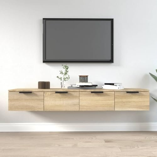 Sufrk Wandschränke 2 STK. Sonoma-Eiche 68x30x20 cm Holzwerkstoff HäNgeschräNke FüRs Bad Schrankaufsatz