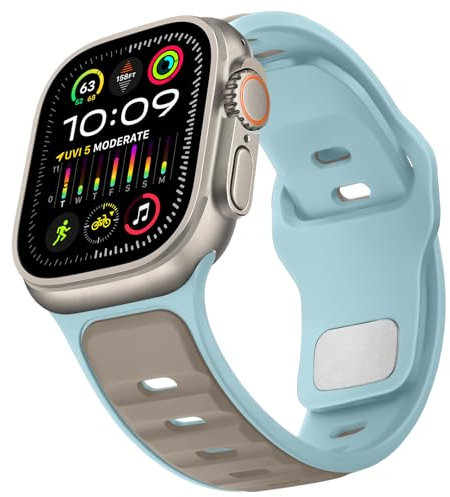 Anlinser Armband Kompatibel mit Apple Watch Armband 49mm 46mm 45mm 44mm 42mm, Sport Band Ersatzbänder Kompatibel mit Apple Watch Ultra 3/2/1 Serie 11 10 9 8 7 6 5 4-1 SE, Hellblau