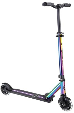 Globber Flow Element Lights – Faltbarer Tretroller, 2 Räder, für Kinder ab 5 Jahren und Jugendliche, Neochrom