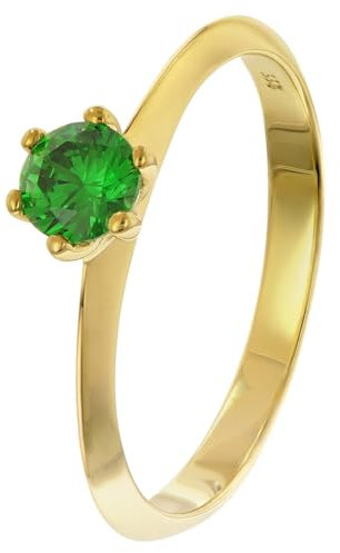 trendor Damenring Gold 333/8K mit synthetischem Smaragd Ø 4,5 mm 68778-60 Ringgröße 60/19,1