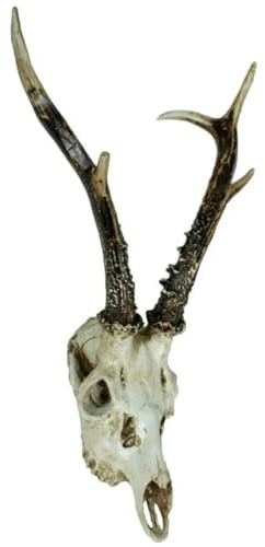 Licht-Erlebnisse Dekoschädel Reh Design 39 cm breit Wandstatue Kopf Schädel Jagdtrophäe Wand Deko Skulptur Wohnzimmer Flur