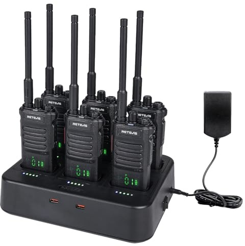 Retevis RT86 Funkgeräte Professionell, Walkie Talkie for Lager | 2600mAh, Handfunkgerät set mit Großer Reichweite, 6 Fach Ladegerät, VOX, Lange Antenne, für Lagerbetrieb(6 Stück)