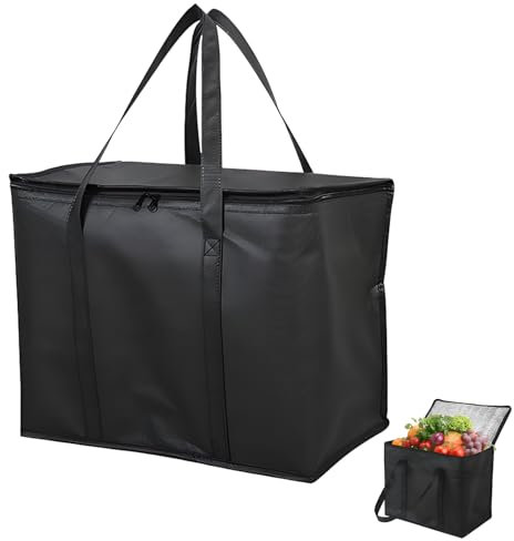 Thermal Bag, Picnic Travel Lightweight Insulated Picnic, for Beach Camping Food Drinks Snacks Cool Lunch Bag Work Travel or School, Zipper Closure Handles and Shoulder Strap