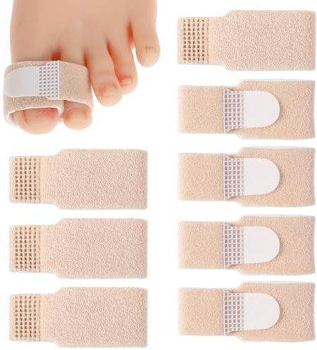 Wanmu 8 Pack Fabric Hammer Toe Corrector, Reusable Fabric Buddy Toe Wraps for Pain Hammer Toes Wraps, Foot Bandages Protectors for Overlapping Crooked Curled Bent and Broken Toes