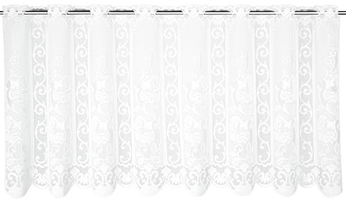 Sehlbach Bistrogardine Jacquard Ranken, Weiß, 155 x 60 cm Bistrogardine, Elegantes Design, Florales Muster, Transparenter Stoff, Einfache Montage