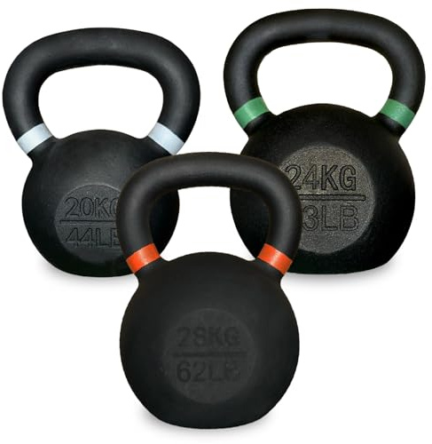 Kettlebell Cast Iron 3-Set (2–28Kg) – Matte Finish, Ergonomic Grip, Flat Base for Strength, Cardio & Home Gym Training for Men & Women