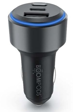 Boomtag Universal Smart Car Charger with Built-In Tracker – Works with Apple Find My & Android Find Hub, Dual Fast Charging (33W), PD 3.0 USB-C & QC USB-A Ports, Bluetooth 5.4, Compact Design, 24-Mont