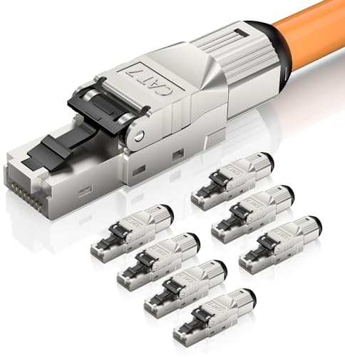 Ltemziiy Cat 7 RJ45 Stecker Werkzeuglos, Netzwerkstecker Werkzeuglos POE für Cat7 Cat6A Verlegekabel,10 Gbit/s Geschirmt Lan Stecker Cat 7 Werkzeuglos，Wiederverwendbar, 8 Stück