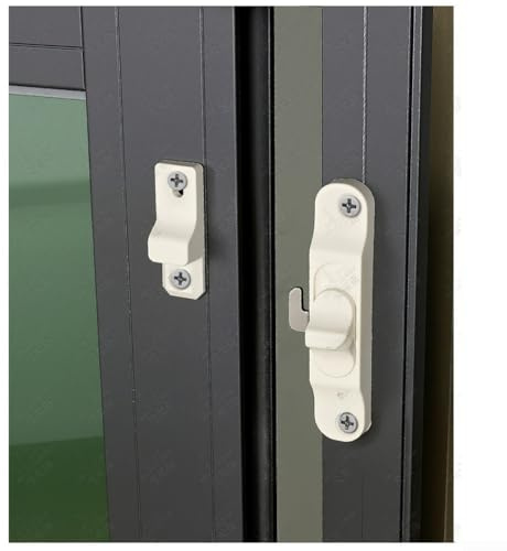 Screen Door Window Lock Hook Latch for Sliding and Folding Doors, PP Plastic, Adjustable Hook Design for Secure Locking and Enhanced Safety (Straight hook White)