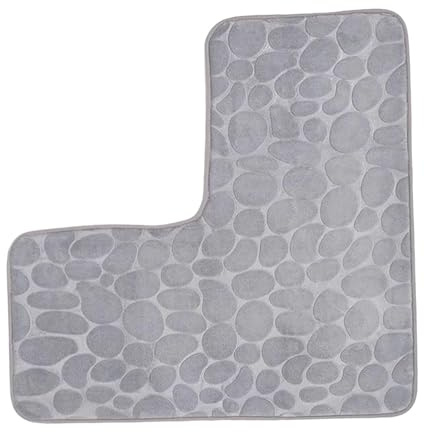 Amagogo Tapis de Bain en L, Tapis Angulaire Salle de Bain, Velours Côtelé Doux 80x80 cm, Rapidement Sec, Antidérapant et Haute Absorption pour Coin Douche, Salle de Bains Moderne et Sécurisée, Gris