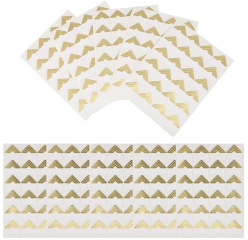 WRITWAA Selbstklebende mit Luxuriösem Design aus Papier 10 Blatt Fotoecken Goldene Vielseitig Einsetzbar für Scrapbooks und Weihnachts Erinnerungsbücher