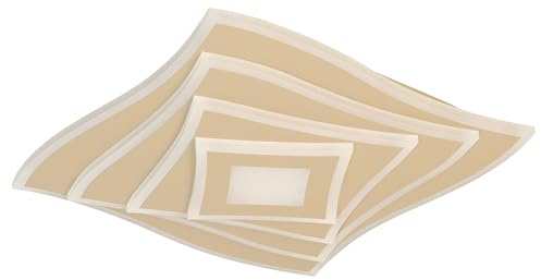 Fischer & Honsel Deckenleuchte Hero | sandfarben| L: 40 cm, B: 40 cm| Ausladung: 6,50 cm| mit Fernbedienung stufenlos dimmbar| Farbtemperatureinstellung stufenlos | 1x LED 42W 2700/6500 K