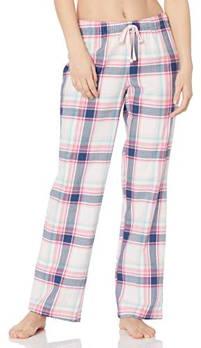 Amazon Essentials Pantalon De Pyjama en Flanelle Femme, Rose Blanc Grand Plaid, L
