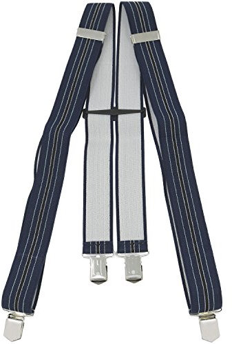 Wilhelm Sell® Hosenträger in blau/schwarz mit 4 Metallclips, Elastisch und in der Größe verstellbar bis 127 cm, 3,5 cm breit (01 Stück - blau/schwarz)
