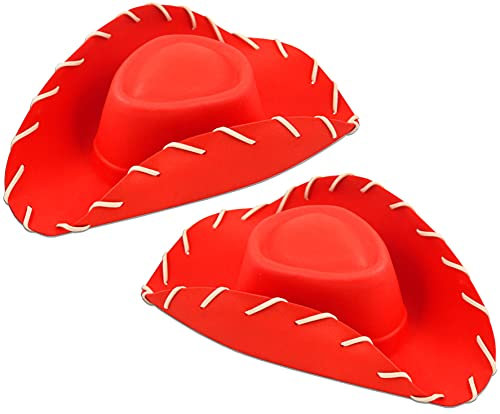 Quickdraw 2 X Erwachsene Rot Cowboy Hut Wild West Eva Toy Story Kostüm Verkleidung Zubehör