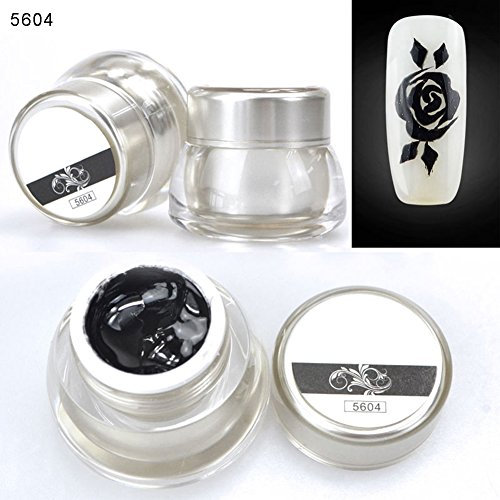 funie Women 12 Colors Acrylic UV Gel Tip DIY Decor 3D Nail Art Paint Drawing Painting - 5604 - Black