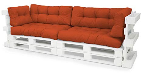 Spatium Palettenkissen Set Palettenauflage Palettenpolster Euro Palettenmöbel (Set A, Lachs)