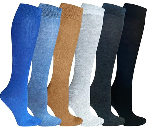 4/6 Paar Laufsocken Kniestrümpfe Stützstrümpfe Reisestrümpfe Damen lange Socken kompressionsstrümpfe Karo Muster 1303 (DE/NL/SE/PL, Numerisch, 39, 42, Regular, Regular, 6 Paar 1256)