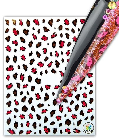 3 Blatt Nagelsticker - hauchdünne Stick On Nail Slides - Selbstklebende Nail Sticker, Nail Art, Leo-Muster
