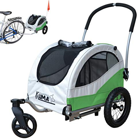 PAPILIOSHOP Kuma - Remorque Vélo et Poussette pour Petit Chien et Animaux de Compagnie | Transport Sécurisé et Confortable (Vert)