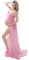 FEOYA Robes Enceintes Maternité Photographie Robe Sexy Longue Jupe en Mousseline de Soie Fente Avant pour Souvenirs Photographie Rose1 M