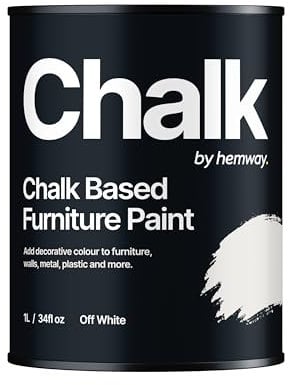 Hemway - Chalk Based Furniture Paint - Off White 1 L | Chalky Matt Shabby Chic Finish for Interior & Exterior Home Decor | Quick Dry & All-in-one