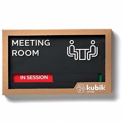 Kubik Letters Cartello per sala riunioni, con scritta in lingua inglese Do Not Disturb Sign – Meeting in Progress Door Sign – Office Sign Out – Office Door Sign – Cartello per porta per ufficio –