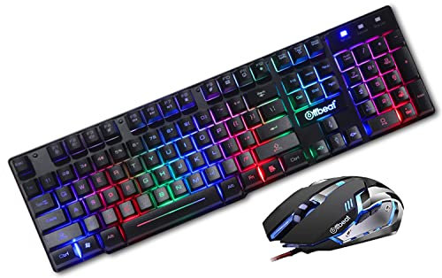Offbeat® - Slayer - Teclado mecánico retroiluminado RGB para juegos con cable, 19 teclas antifantasma y mouse para juegos de 3200 DPI, para computadora, laptop, PC