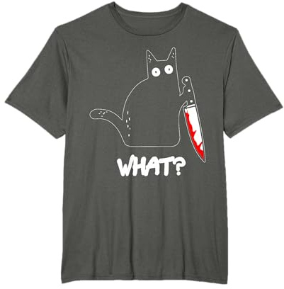 Chat Noir meurtrier drôle avec Couteau - Chat Noir Quoi? T-Shirt