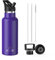 Arslo Stainless Steel Double Wall Water Bottle, Vacuum Insulated Bottle With Straw Lid, Insulated Water Bottle Keeps Water Cold for 24 Hours, Hiking, Sports, Outdoor, 17 oz, Purple