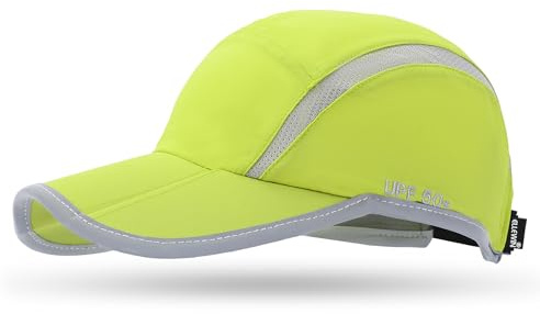 ELLEWIN Reflective Running Hat Baseball Cap UPF 50 Unstructured Hat with Foldable Long Large Bill