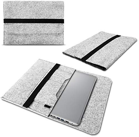 NAUCI Laptop Schutzhülle kompatibel für Samsung Galaxy Book / Book2 Pro 360 13,3 Zoll Tasche aus Filz mit Innentaschen Sleeve Hülle Cover Notebook Case, Farbe:Hell Grau